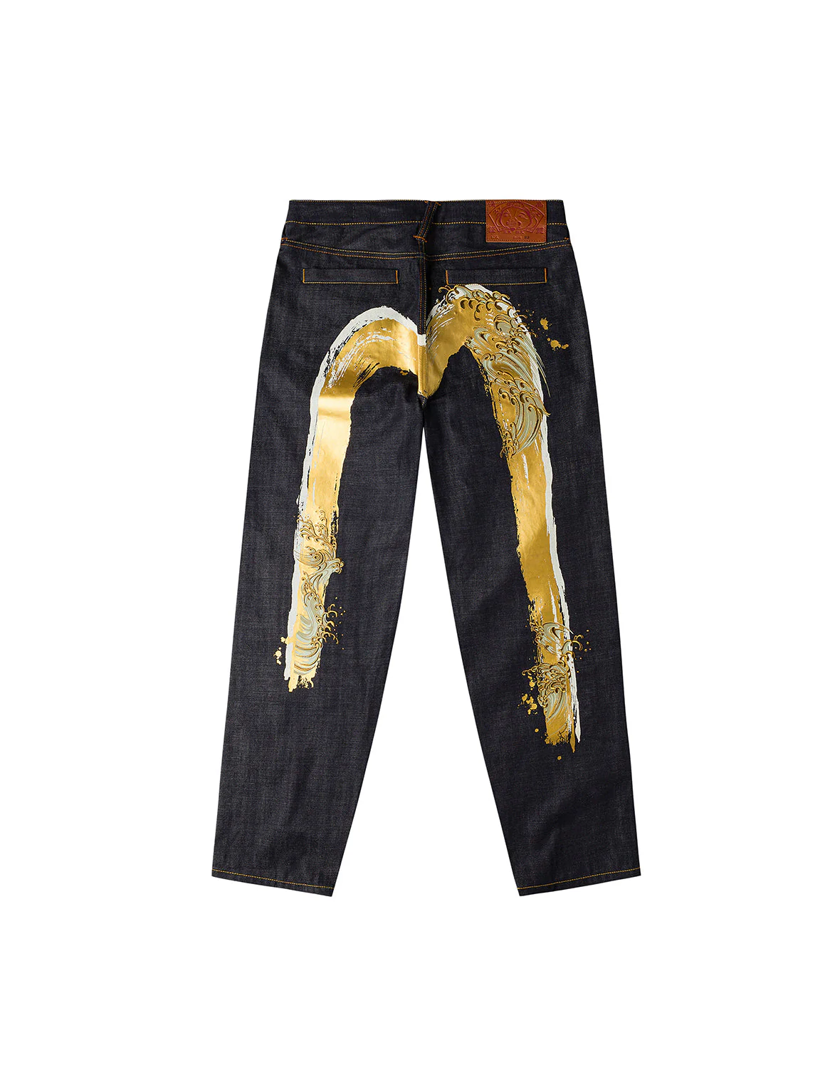 Handbrush Daicock Print with Wave Embroidery  Relax Fit Jeans - Image 13