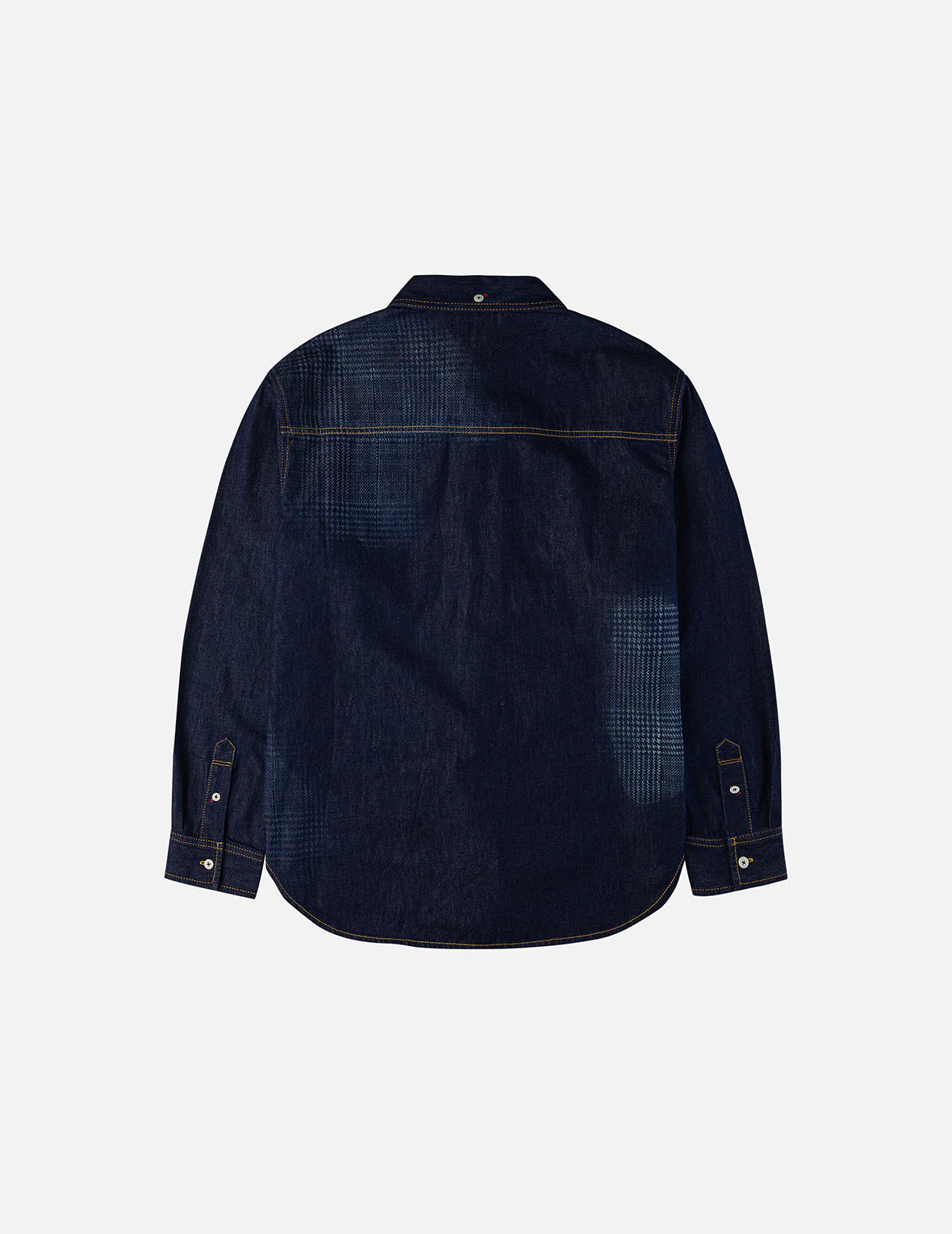 Handbrush Houndstooth Print Relax Fit Denim Shirt - Image 4