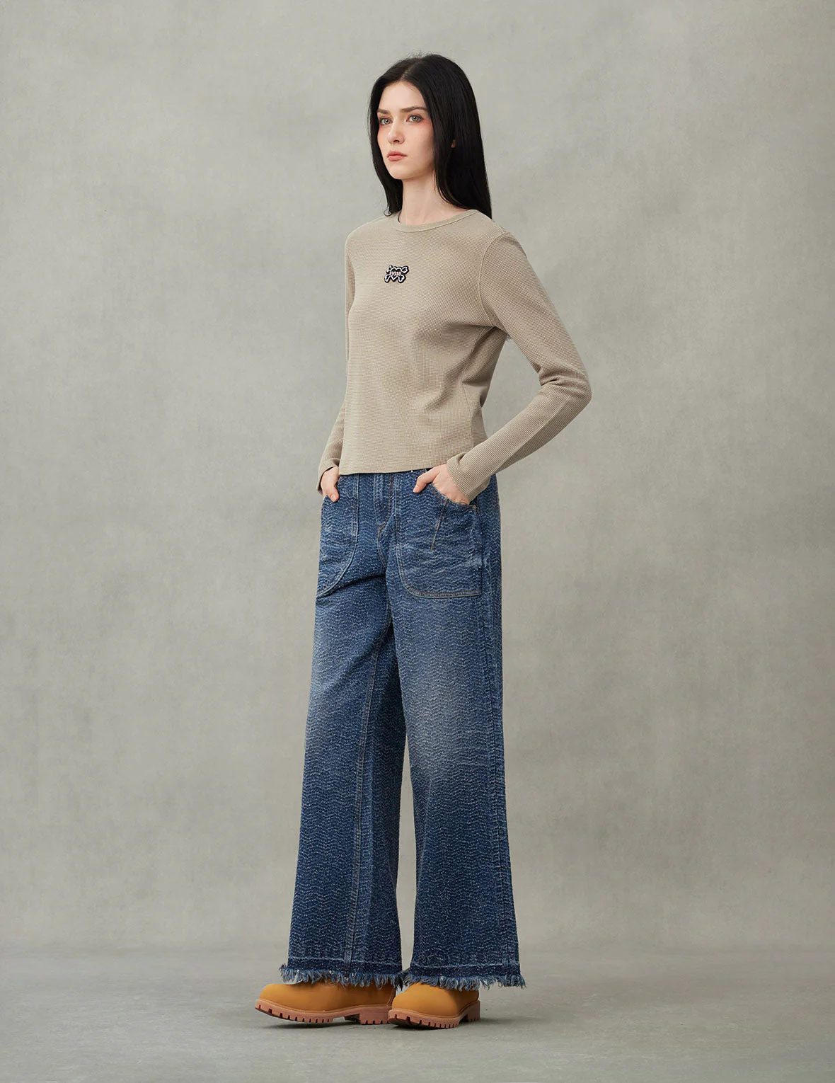 Heart-shaped Skull EVISU Patch Embroidery Fashion Fit Long-sleeve Top - Image 9