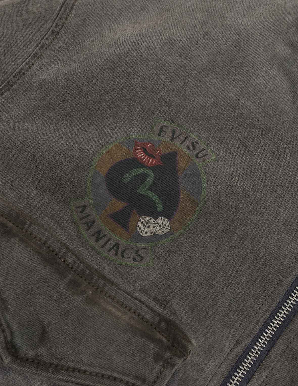 Heavy Washed Multi Logo Badges Print Regular Fit Padded Bomber Jacket - Image 3