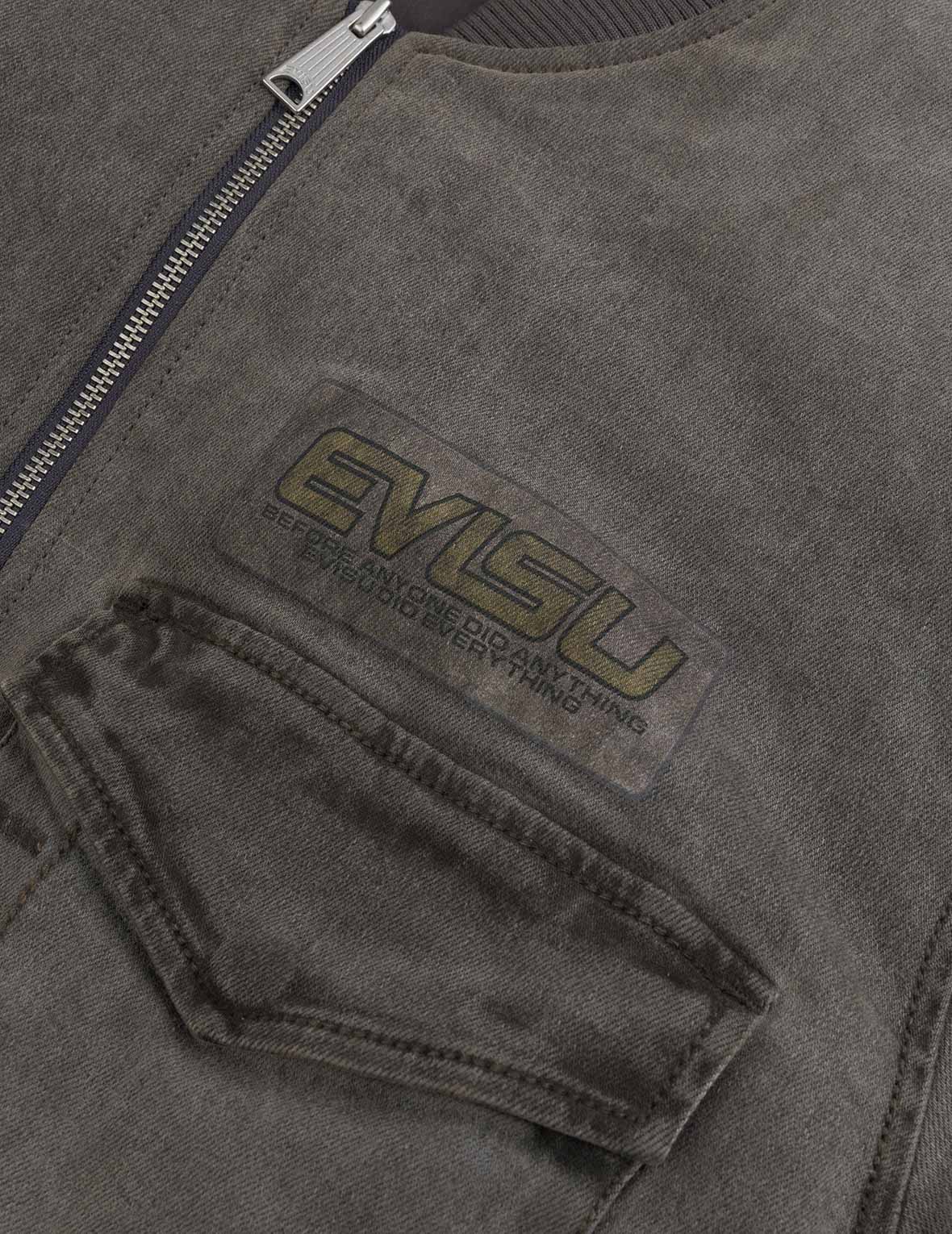 Heavy Washed Multi Logo Badges Print Regular Fit Padded Bomber Jacket - Image 5