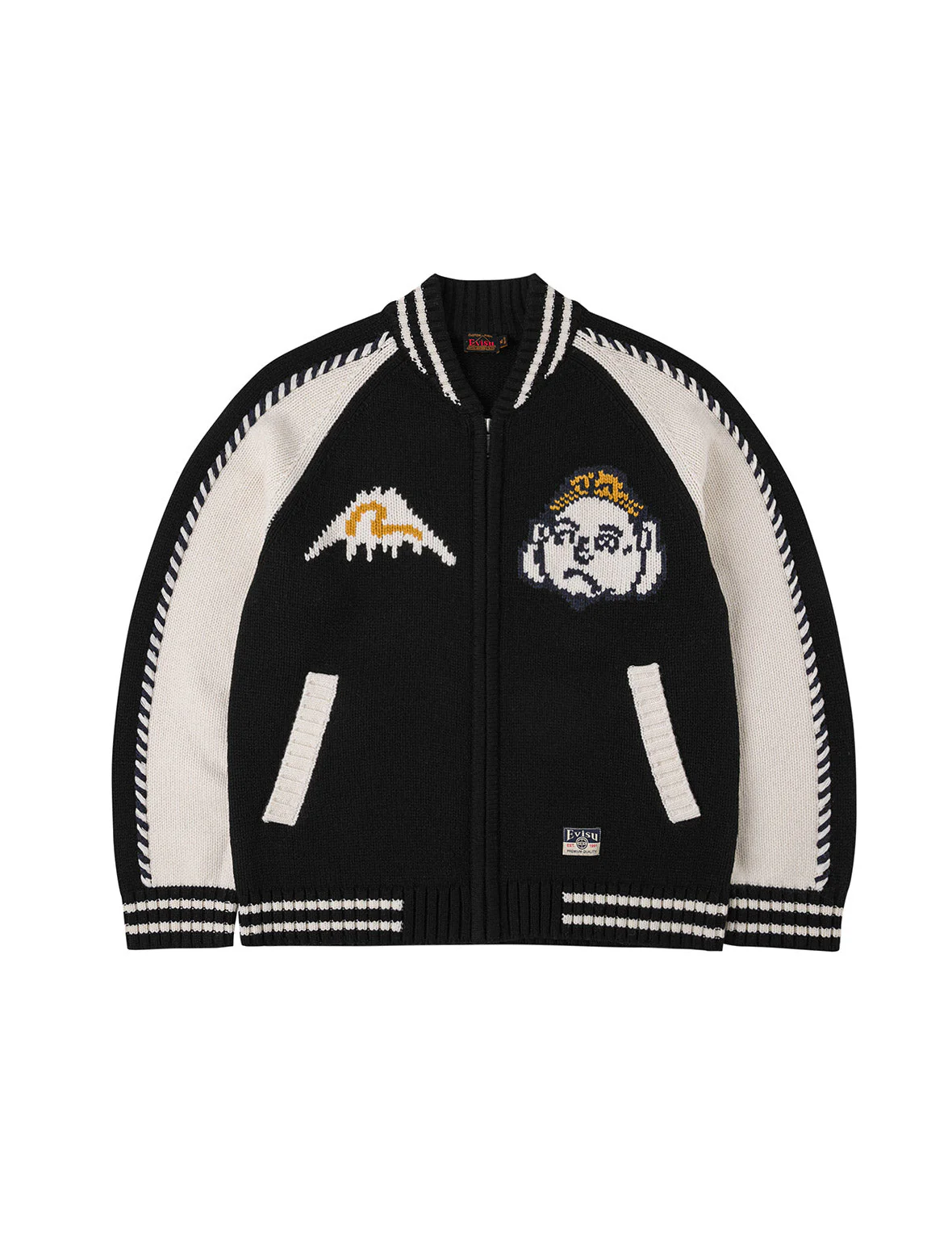 Henohenomohe Godhead Intarsia Knit Relax Fit Cardigan - Image 4