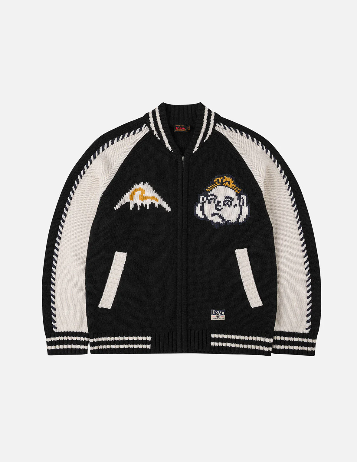 Henohenomohe Godhead Intarsia Knit Relax Fit Cardigan - Image 8