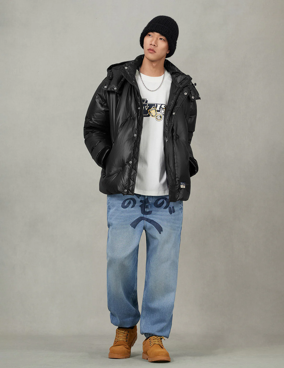 Henohenomohe Godhead Print Loose Fit Denim Joggers - Image 5