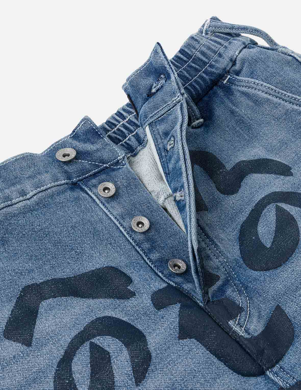 Henohenomohe Godhead Print Loose Fit Denim Joggers - Image 8