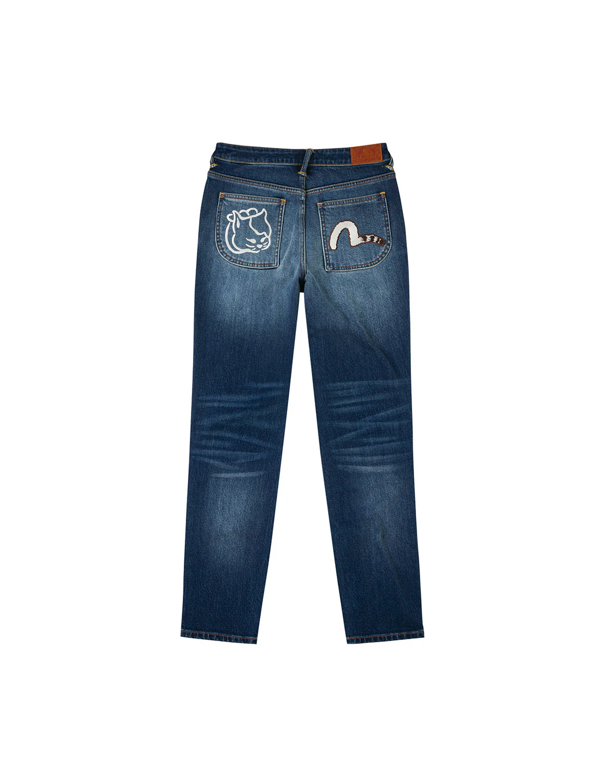 Hollow Fuzzy Cat and Seagull Embroidery Relax Fit Jeans - Image 14