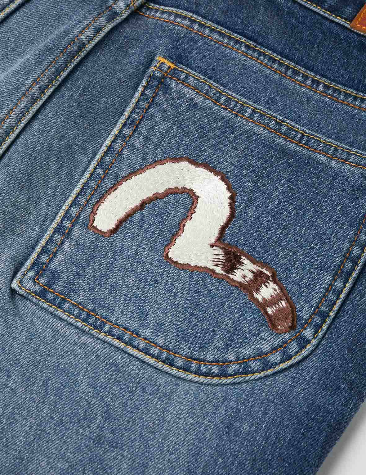 Hollow Fuzzy Cat and Seagull Embroidery Relax Fit Jeans - Image 7