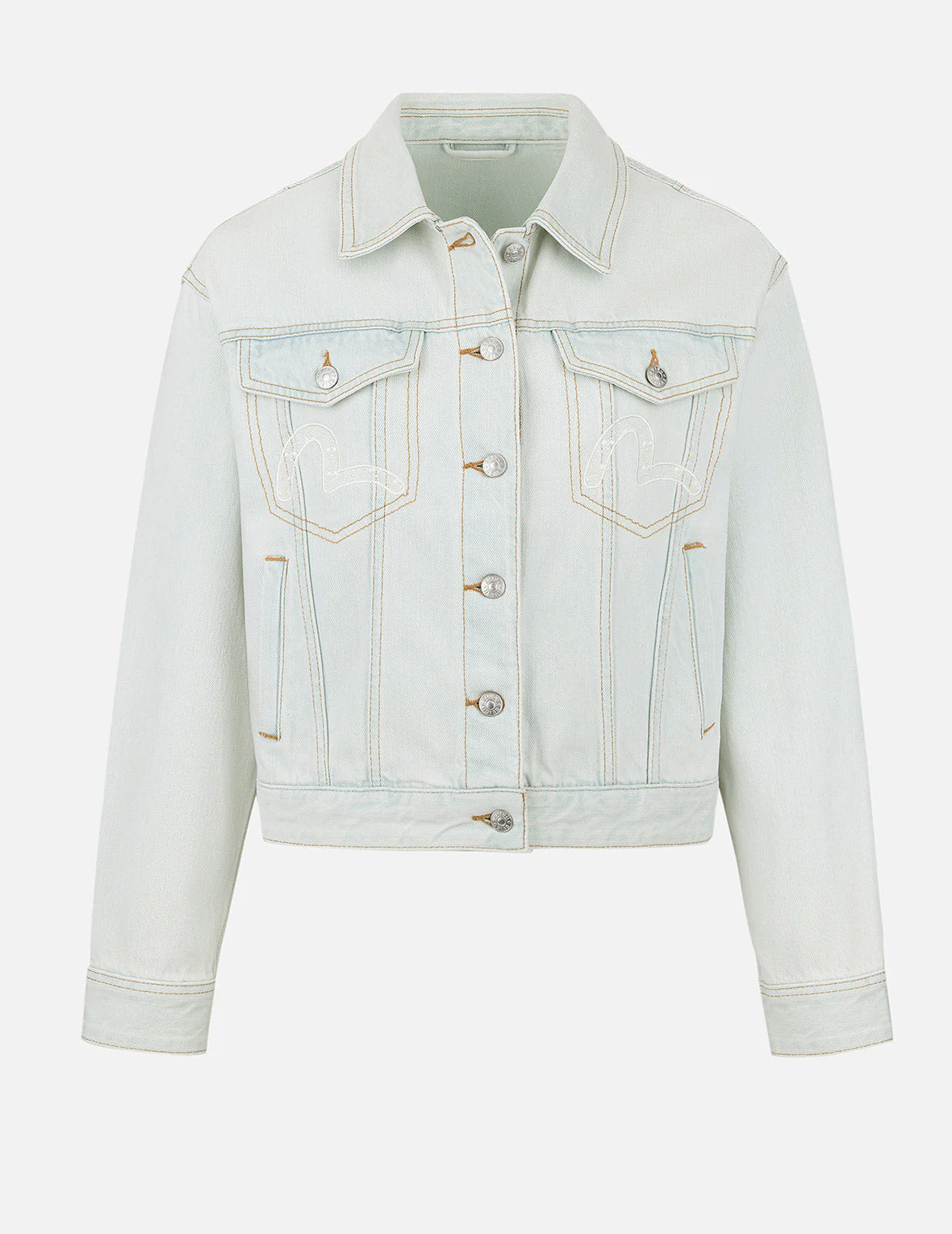 Hummingbird and Magnolia Embroidery Loose Fit Quilted Denim Jacket - Image 2