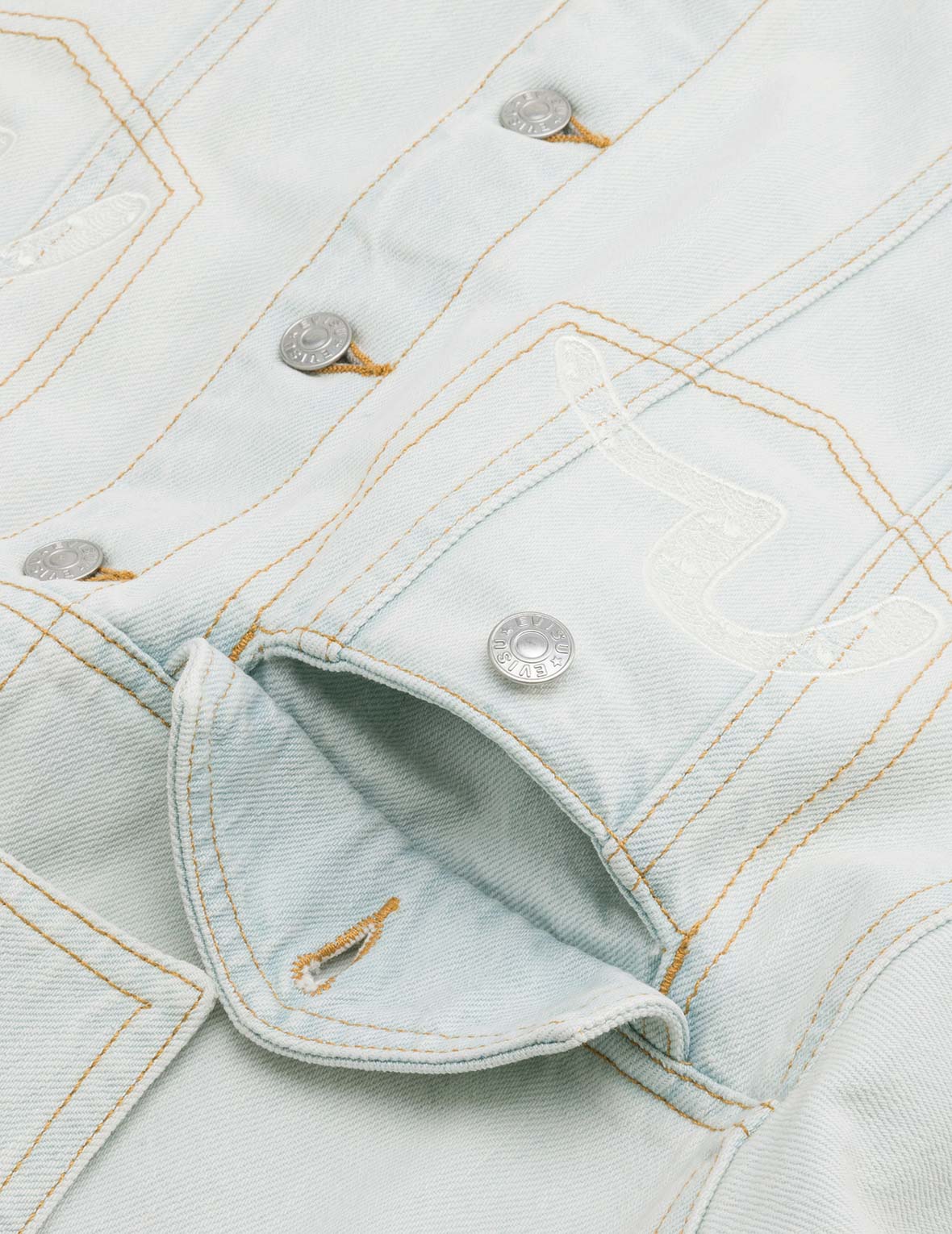 Hummingbird and Magnolia Embroidery Loose Fit Quilted Denim Jacket - Image 7
