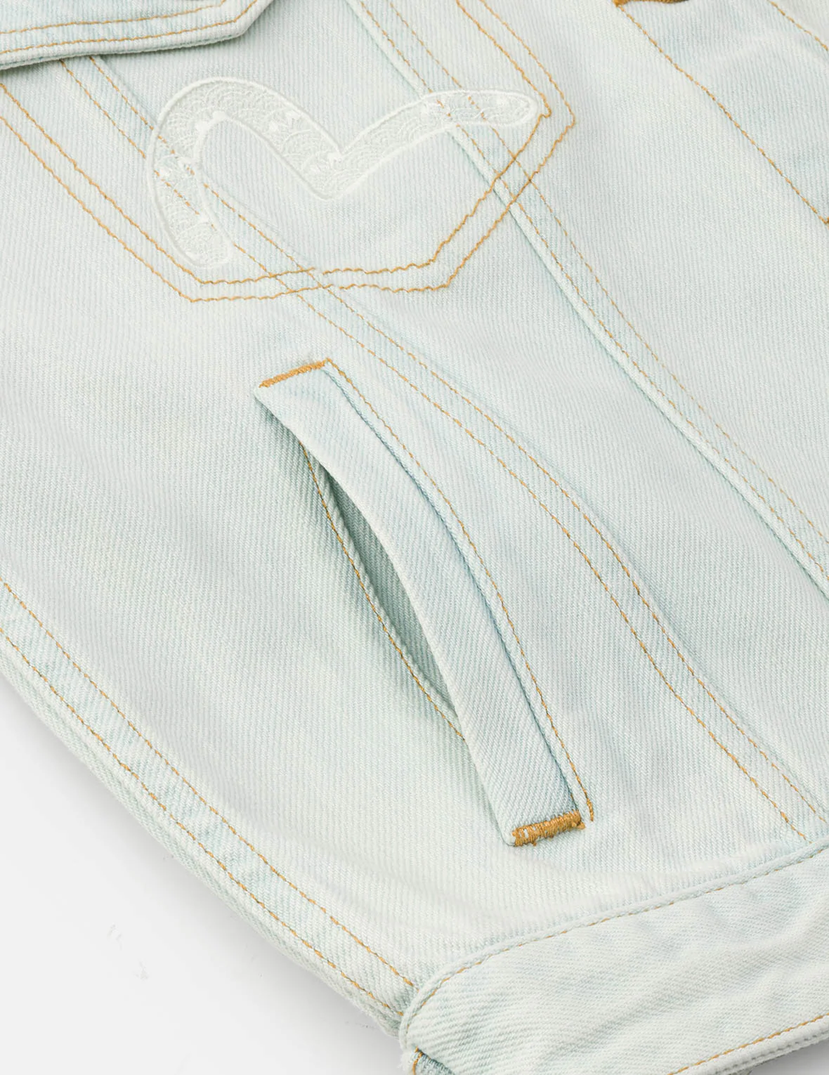 Hummingbird and Magnolia Embroidery Loose Fit Quilted Denim Jacket - Image 9
