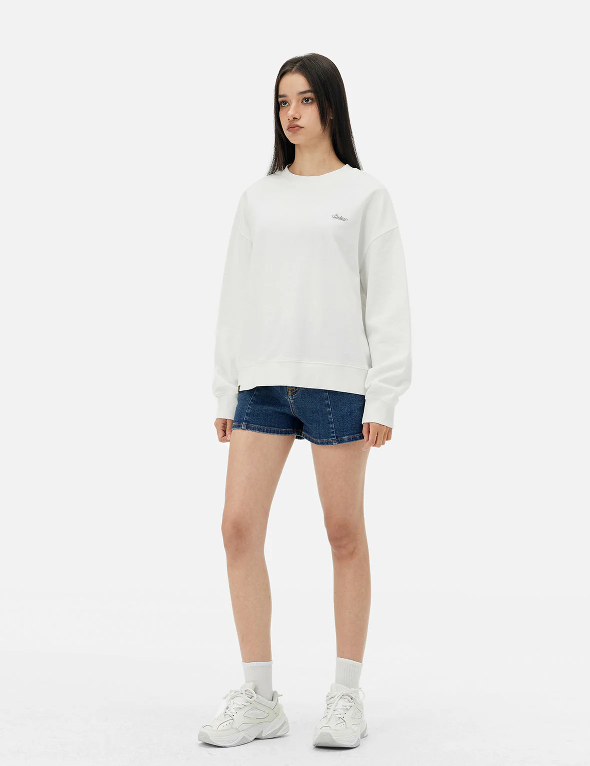 Hummingbird and Magnolia Embroidery Oversized Sweatshirt - Image 3