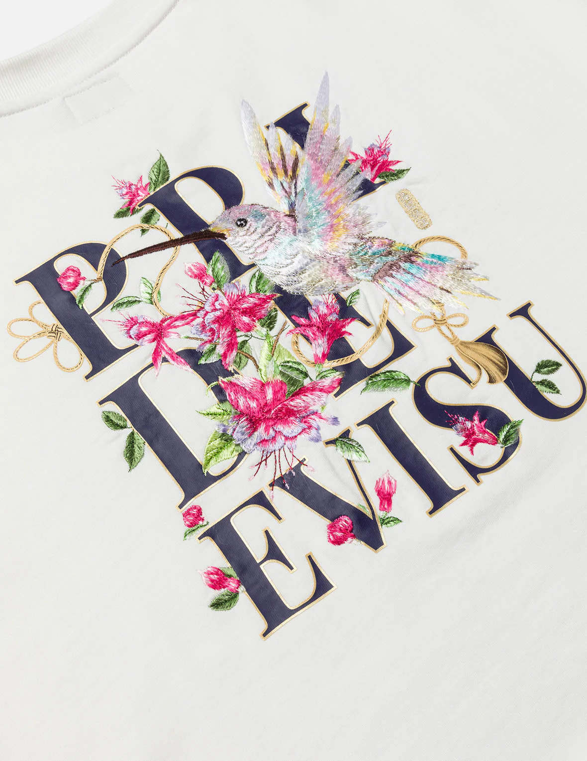 Hummingbird and Magnolia Embroidery Oversized Sweatshirt - Image 5