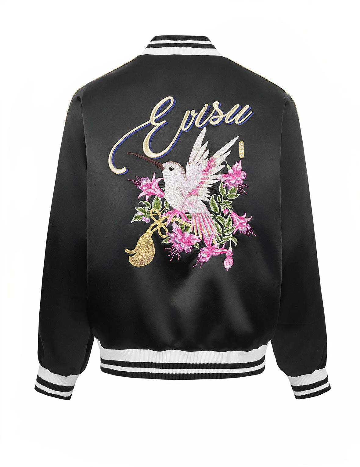 Hummingbird and Magnolia Flower Embroidery Loose Fit Souvenir Jacket - Image 10