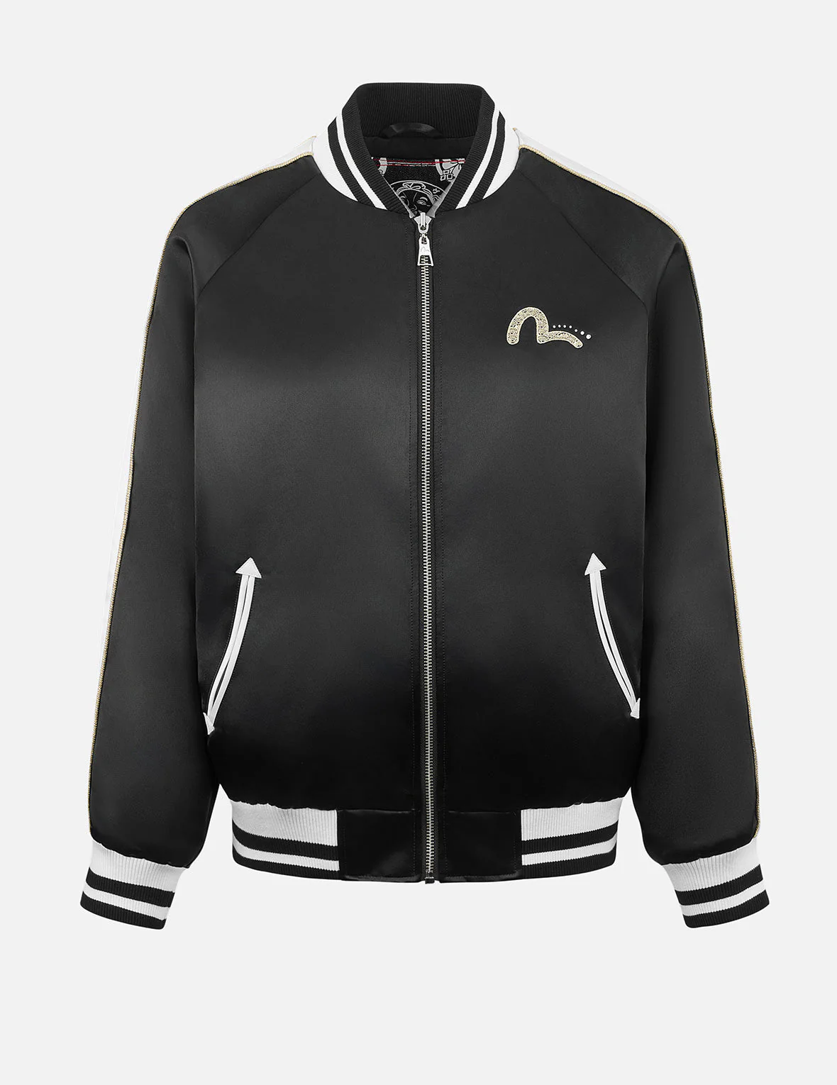 Hummingbird and Magnolia Flower Embroidery Loose Fit Souvenir Jacket - Image 2