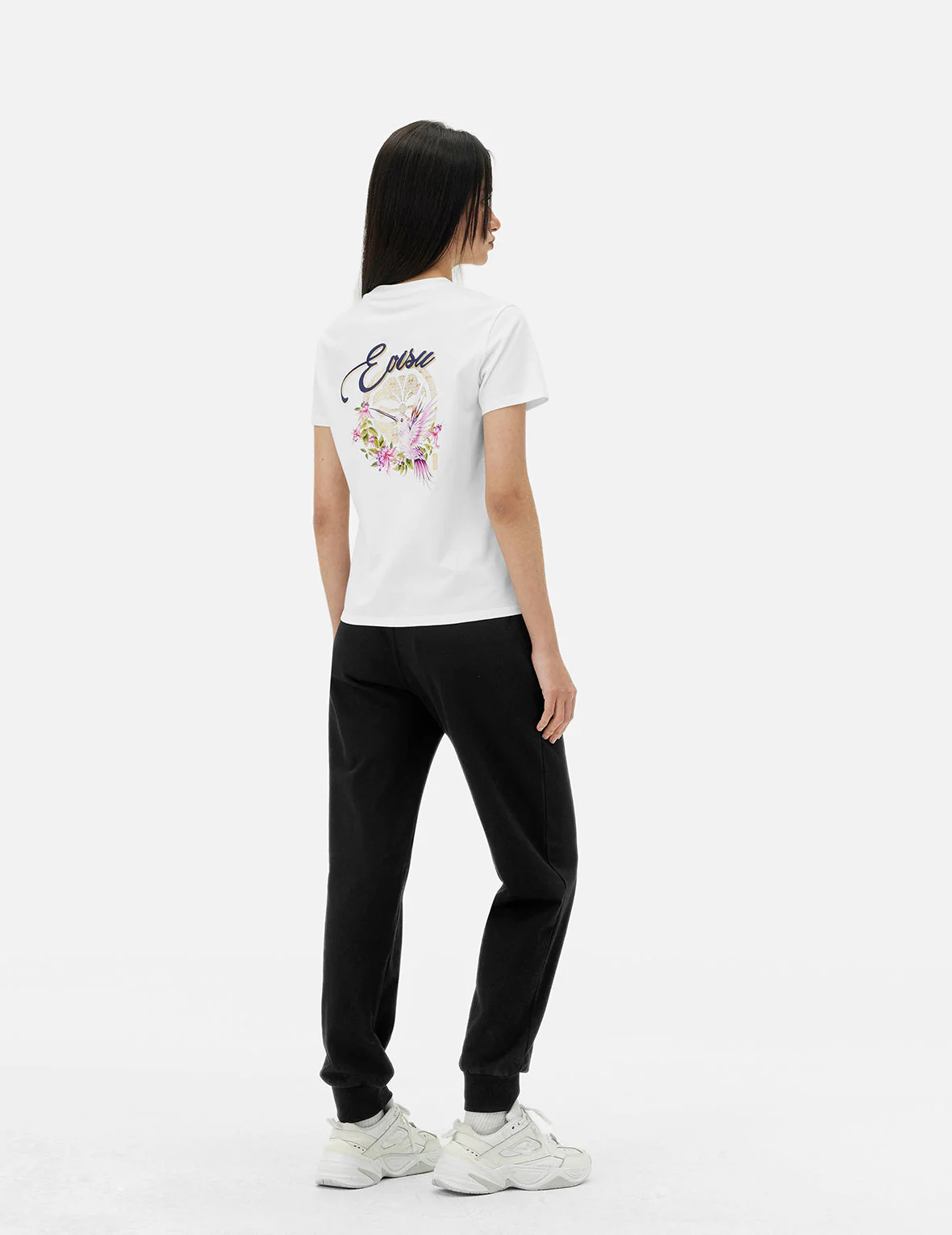 Hummingbird and Magnolia Print Regular Fit Sweatpants - Image 4