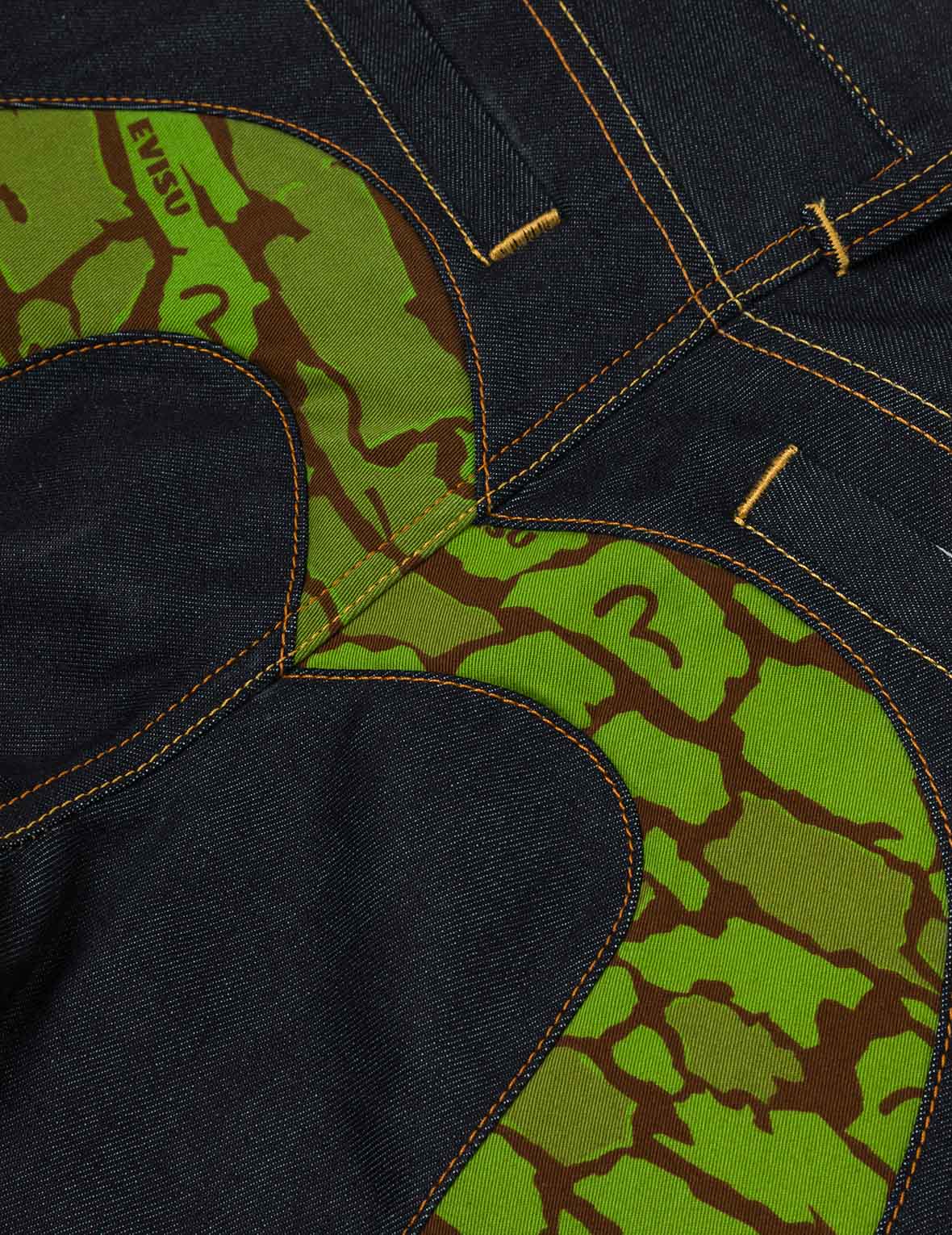 Ishigaki Camouflage Inserted Daicock Regular Fit Denim Shorts - Image 3