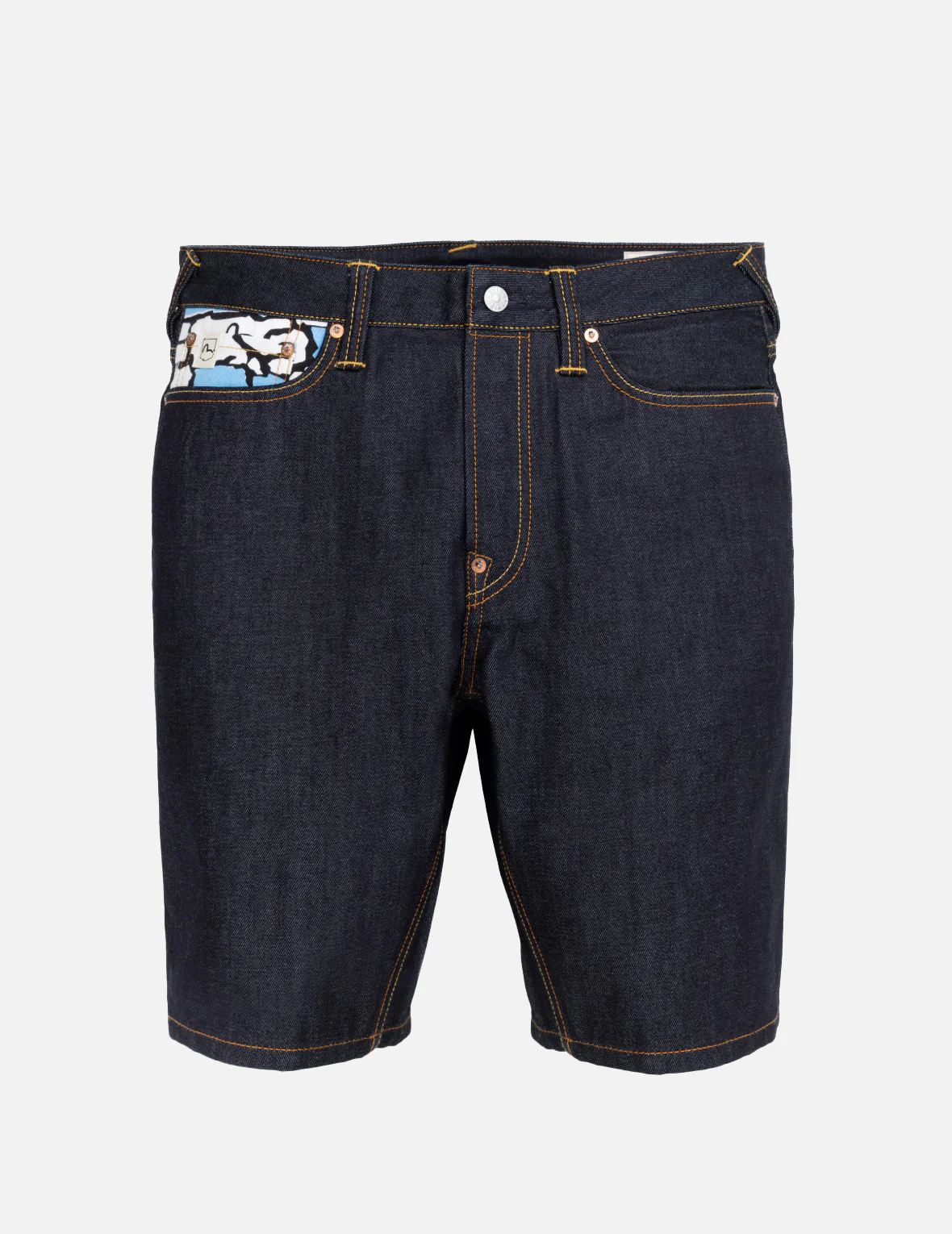 Ishigaki Camouflage Inserted Daicock Regular Fit Denim Shorts - Image 8