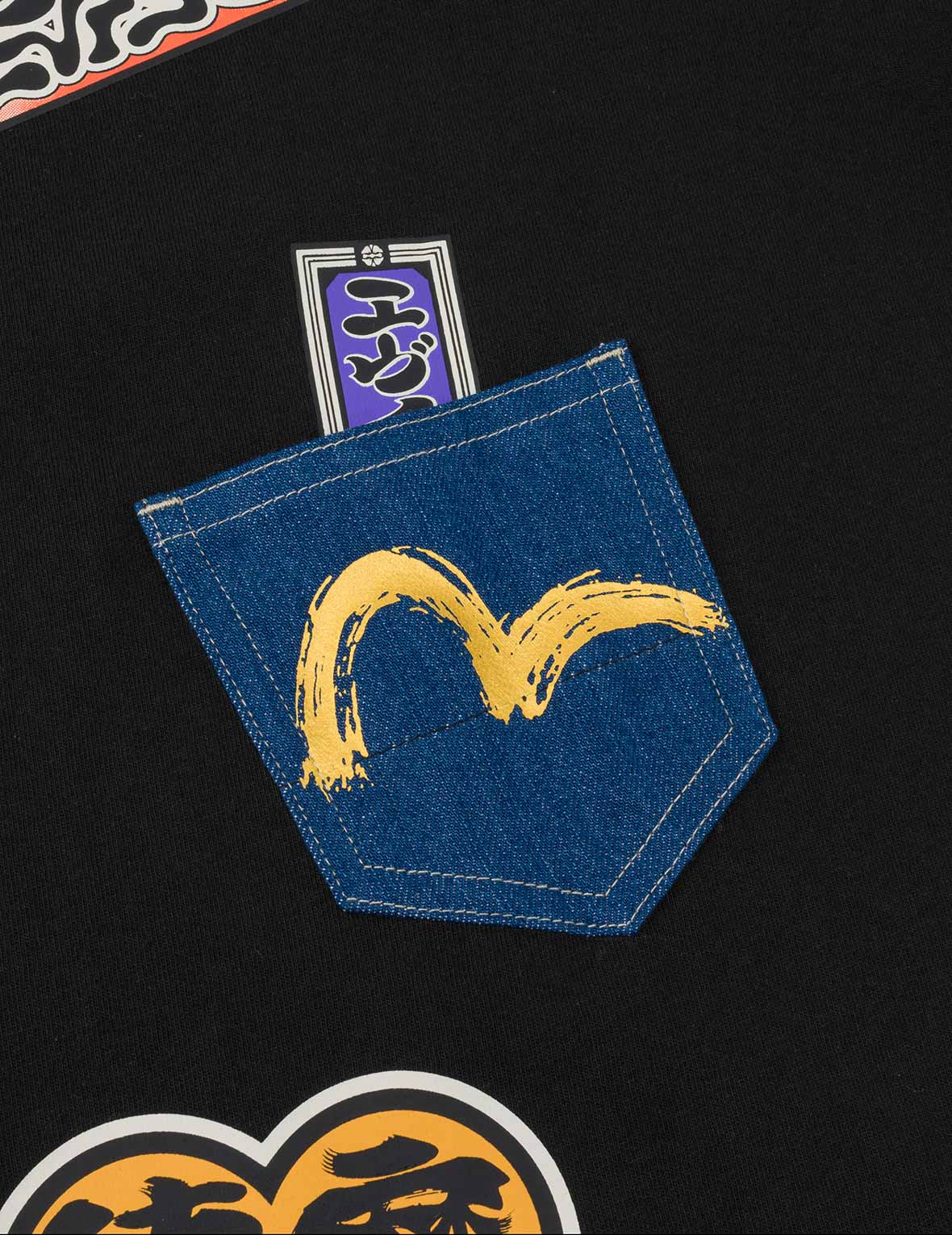 Japanese Kite Denim Patch Pocket T-shirt - Image 15