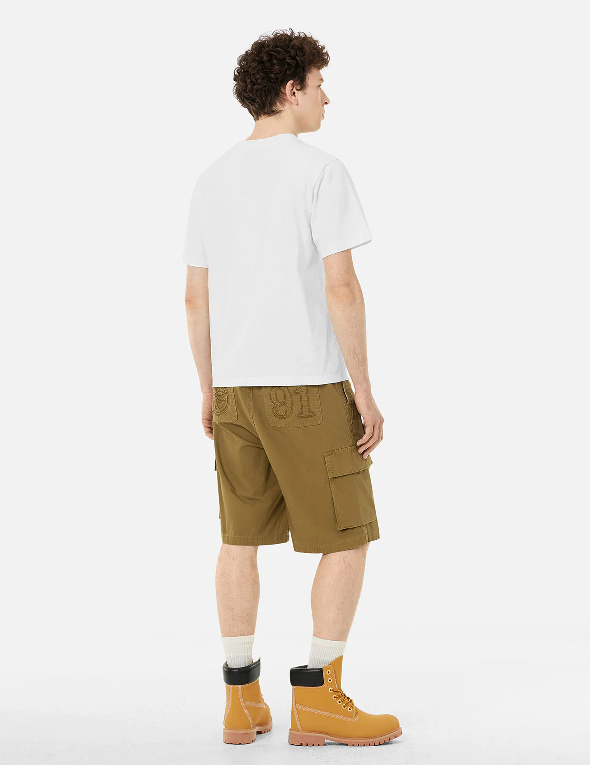 Kamon and "91" Appliqué Embroidery Regular Fit Cargo Shorts - Image 7