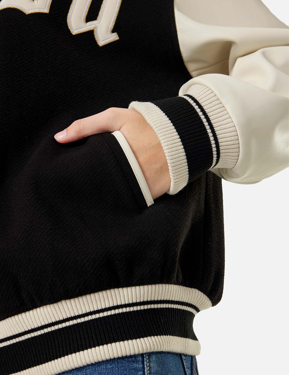Kamon and Logo Embroidery Fashion Fit Varsity Jacket - Image 7