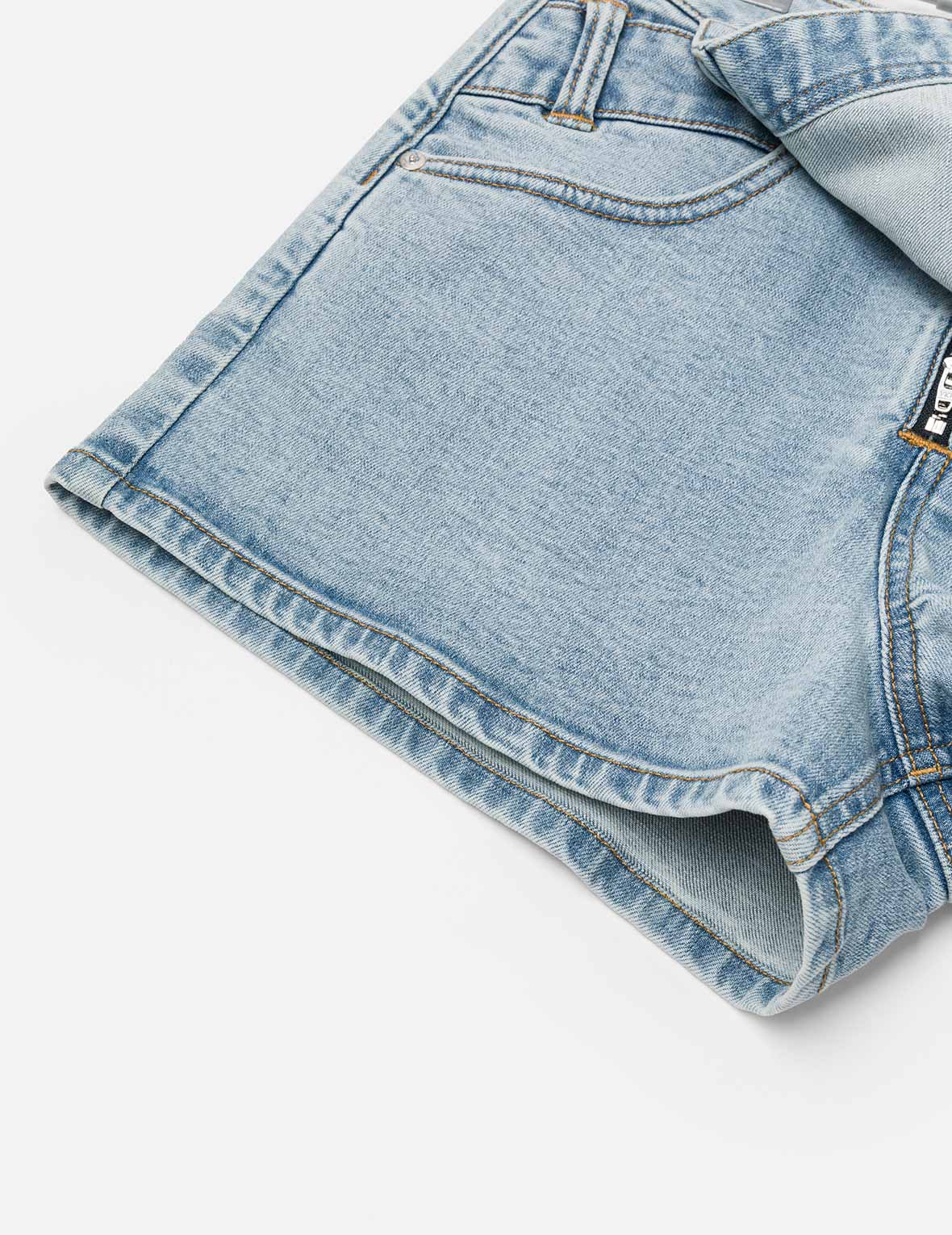 Kamon and Logo Embroidery Regular Fit Denim Skorts - Image 12
