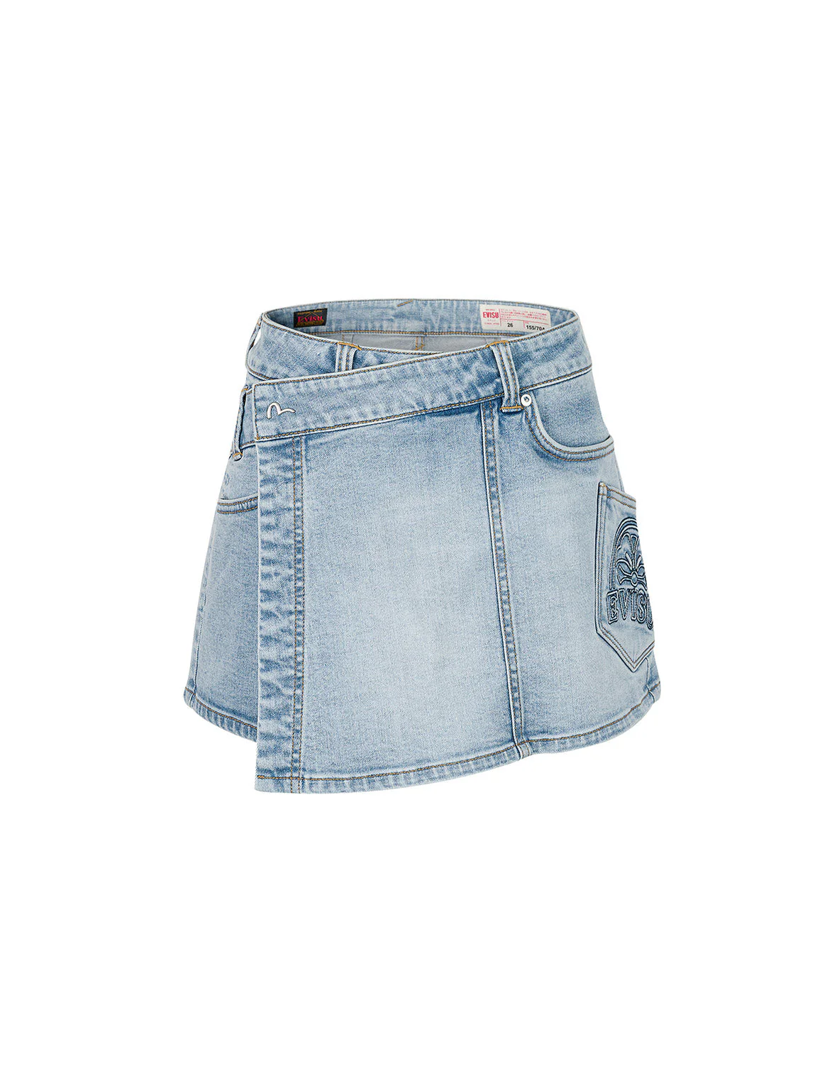 Kamon and Logo Embroidery Regular Fit Denim Skorts - Image 13