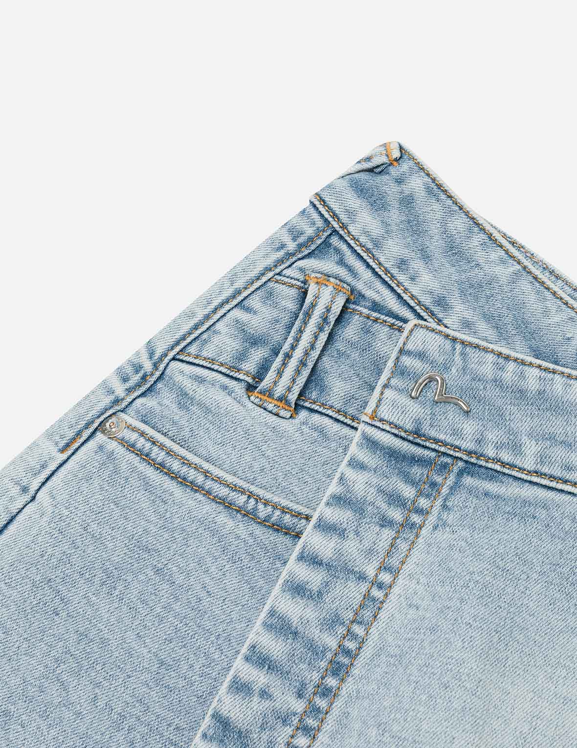 Kamon and Logo Embroidery Regular Fit Denim Skorts - Image 9
