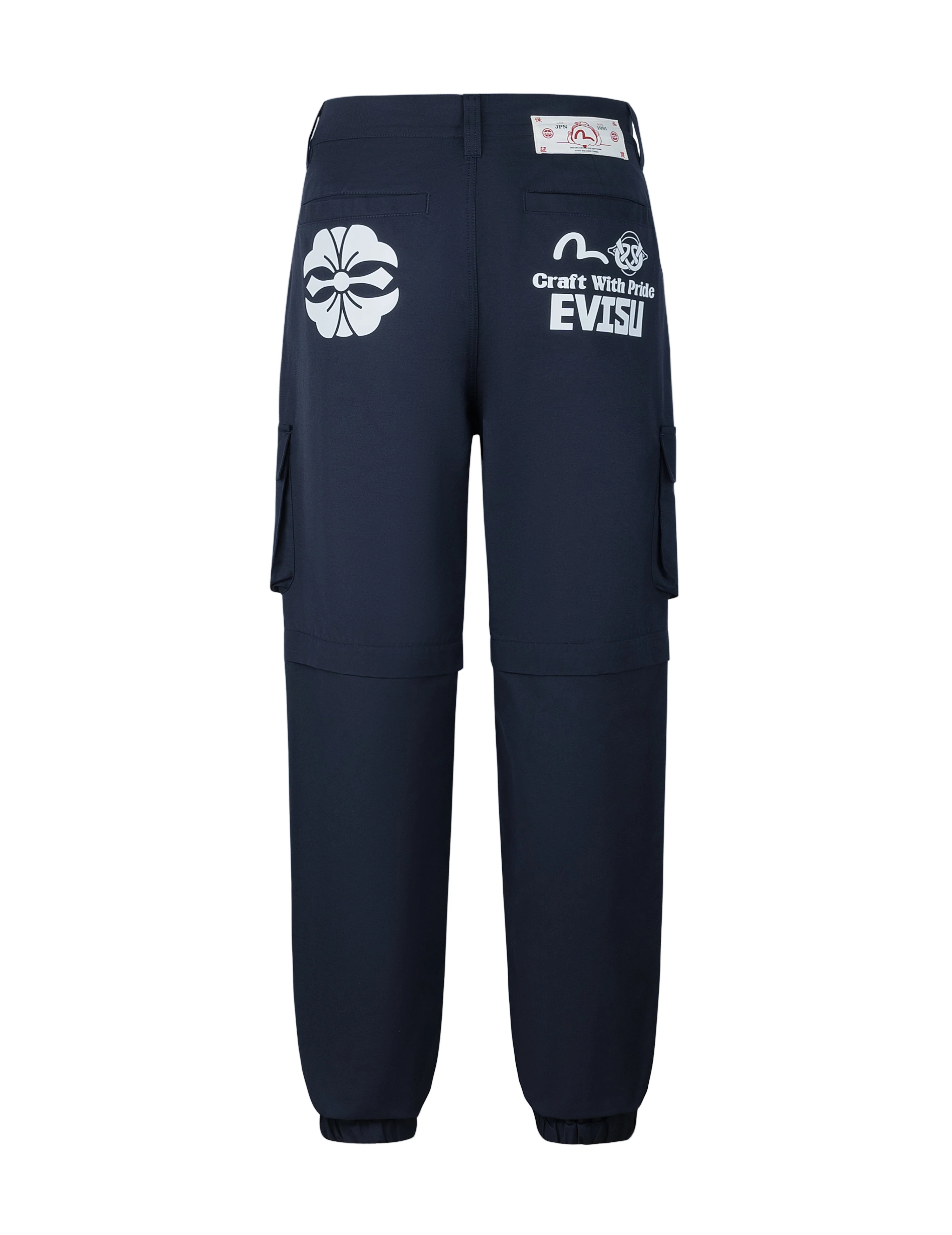 Kamon and Logo Prints Detachable Leg Panel Fashion Fit  Woven Cargo Jogger - Image 32