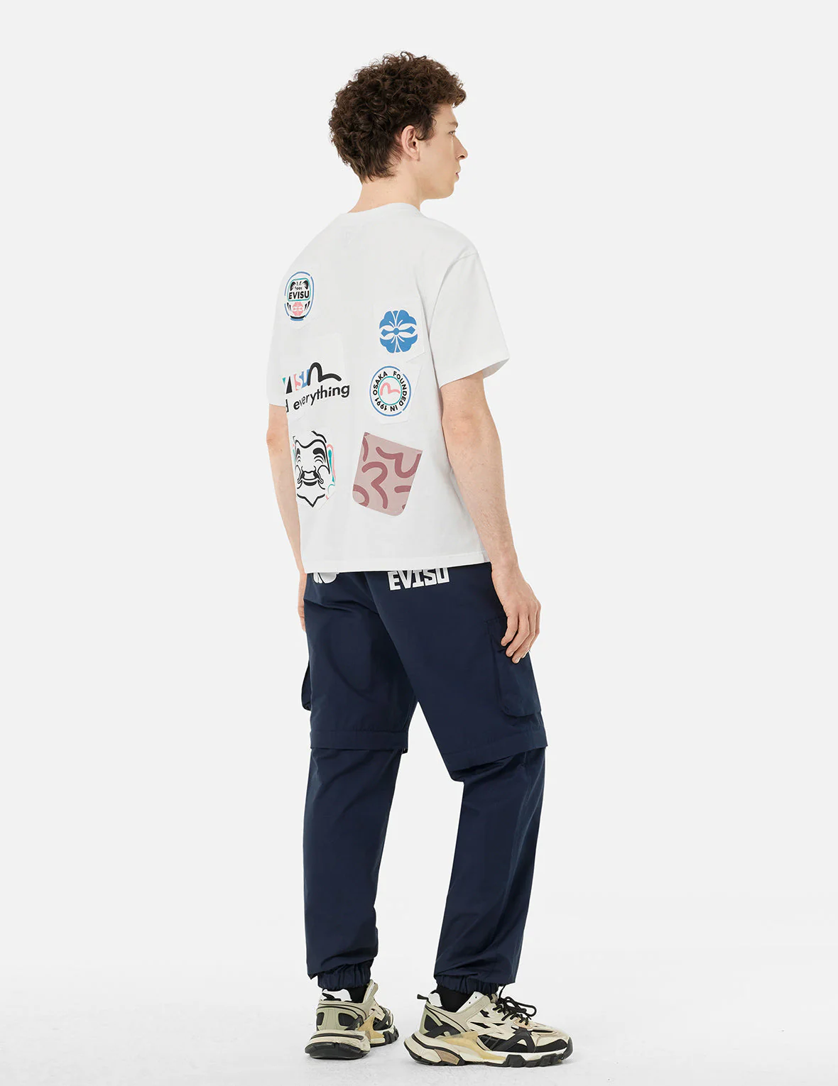 Kamon and Logo Prints Detachable Leg Panel Fashion Fit  Woven Cargo Jogger - Image 7