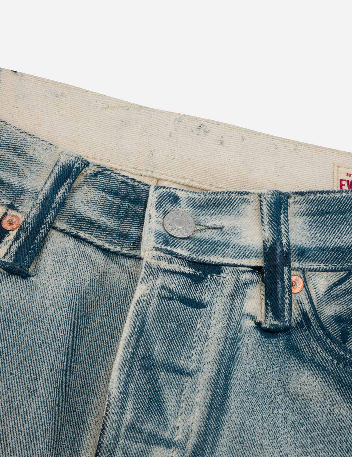 Kamon and Seagull Appliqué with Rubbing Print Regular Straight Fit Jeans #2008 - Image 8