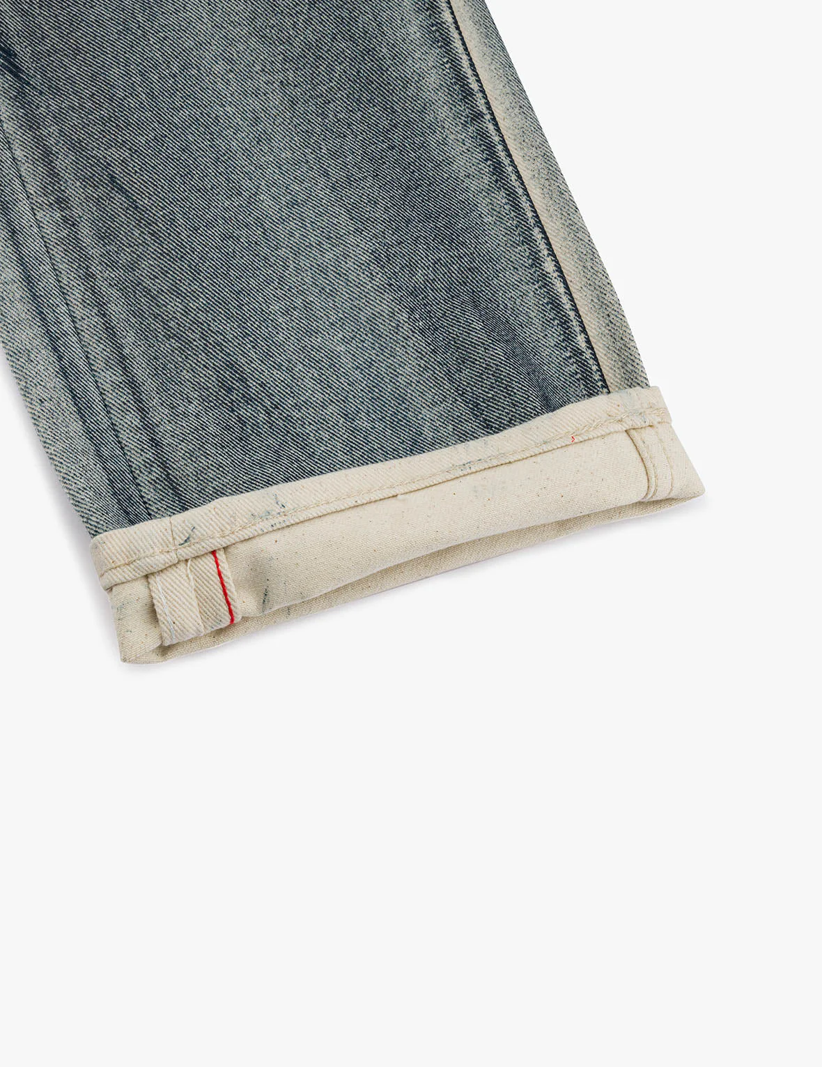 Kamon and Seagull Appliqué with Rubbing Print Regular Straight Fit Jeans #2008 - Image 9