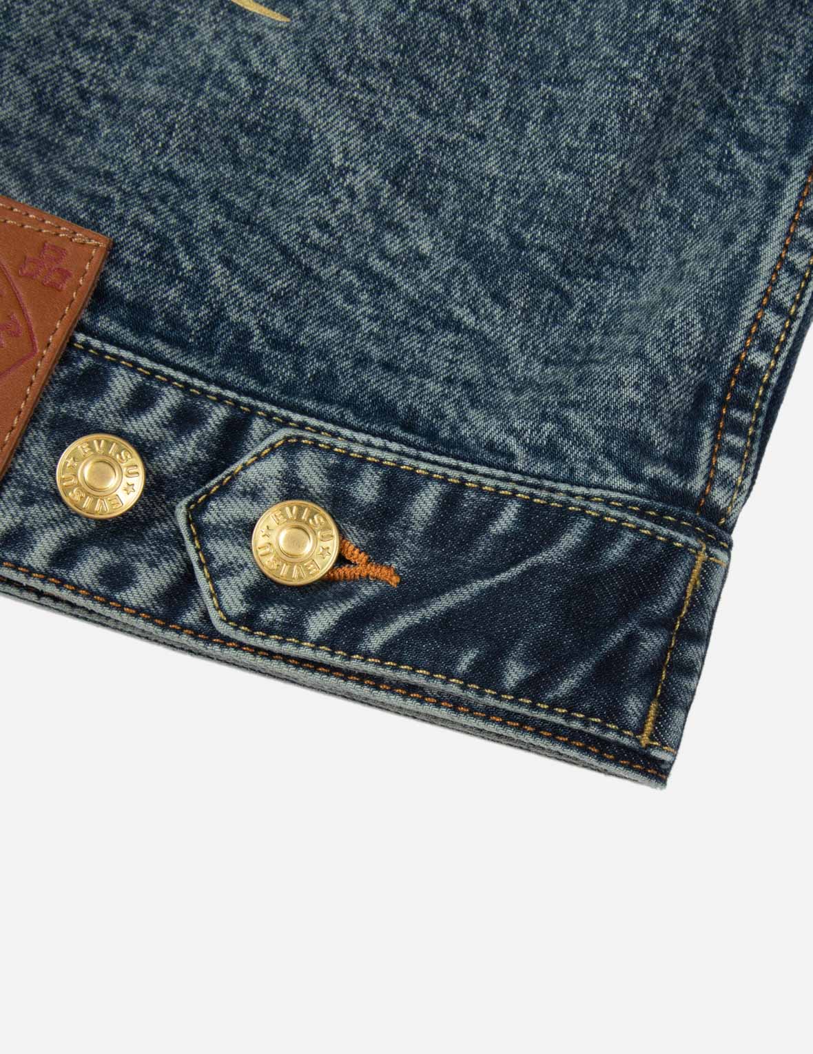 Kamon and Seagull Brocade Appliqué with Carp Embrodiery Relax Fit Denim Jacket - Image 11