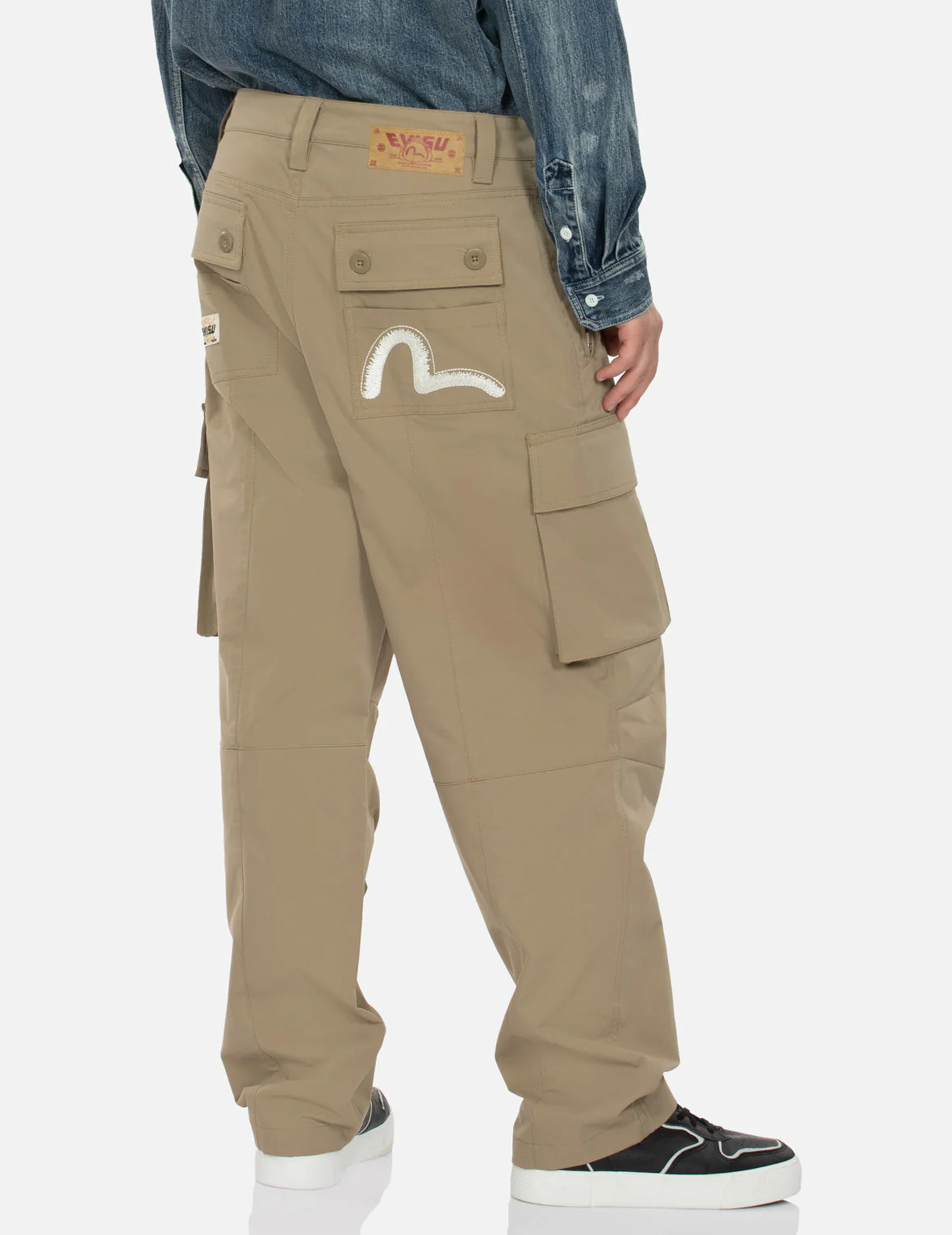 Kamon and Seagull Embroidery Loose Fit Cargo Pants - Image 13