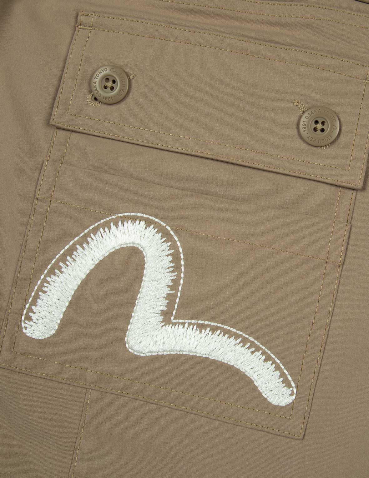 Kamon and Seagull Embroidery Loose Fit Cargo Pants - Image 23