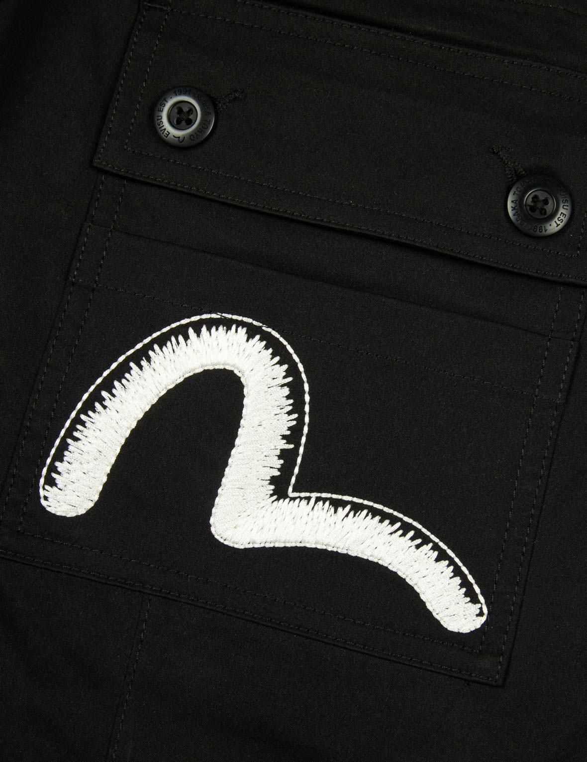 Kamon and Seagull Embroidery Loose Fit Cargo Pants - Image 26