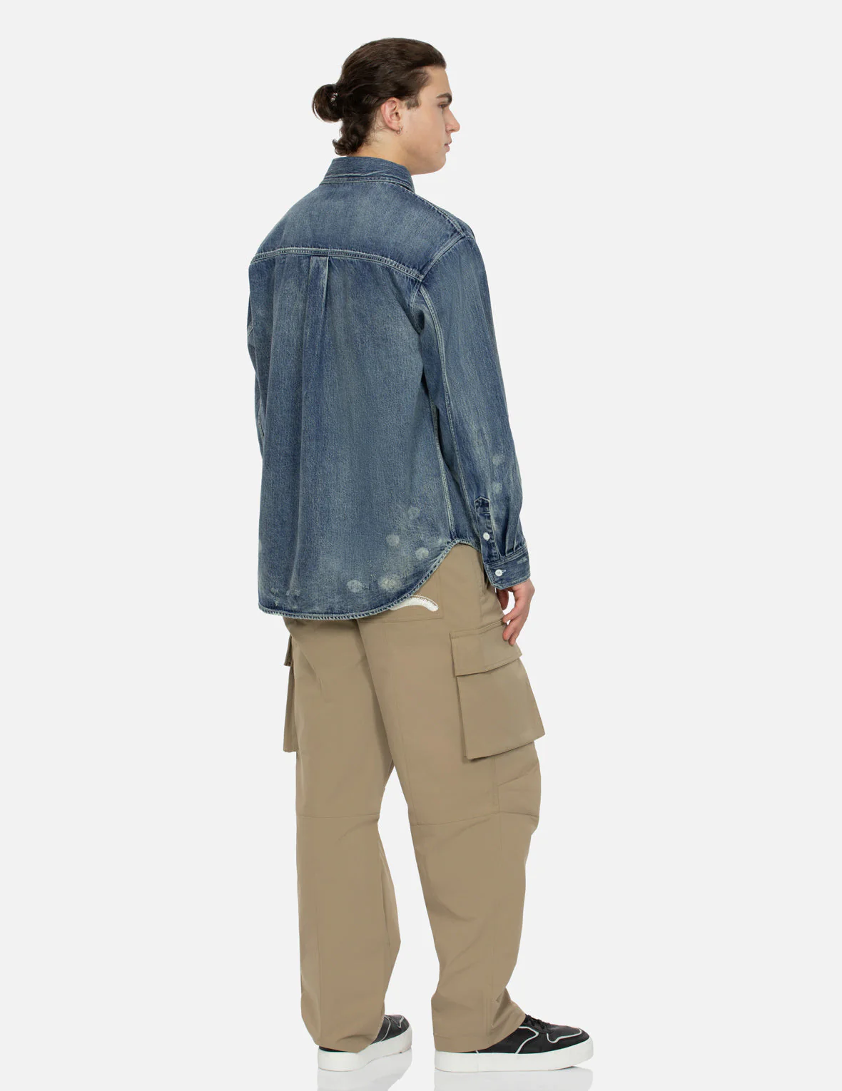 Kamon and Seagull Embroidery Loose Fit Cargo Pants - Image 5
