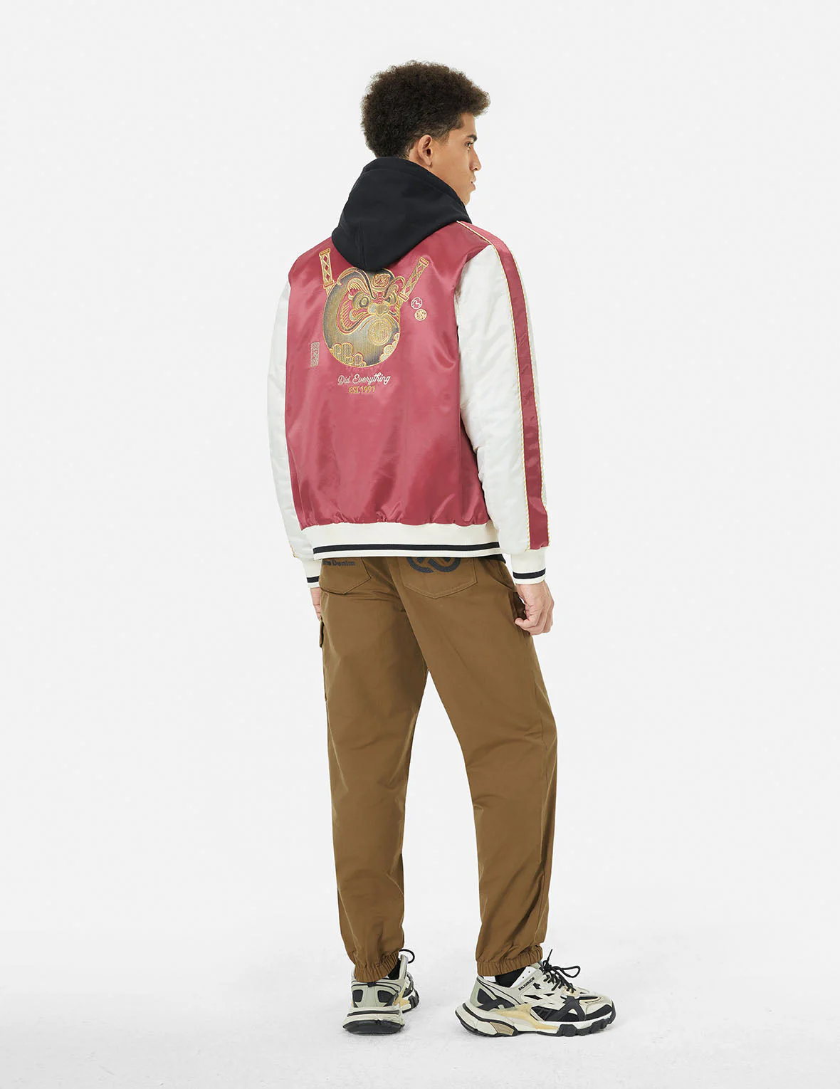 Kamon and Wheel of Wisdom Embroidery Fashion Fit Woven Jogger - Image 3