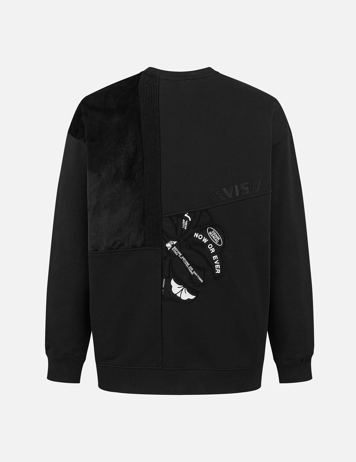 Kamon Appliqué Patchwork Loose Fit Sweatshirt - Image 2