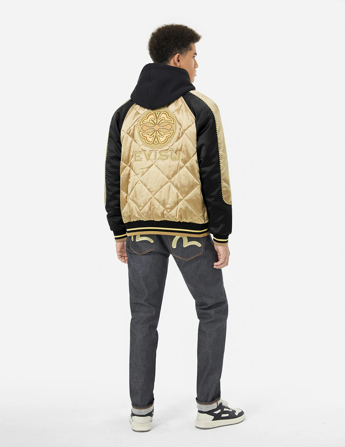 Kamon Beading Embroidery　Relax Fit Padded Souvenir Jacket - Image 3