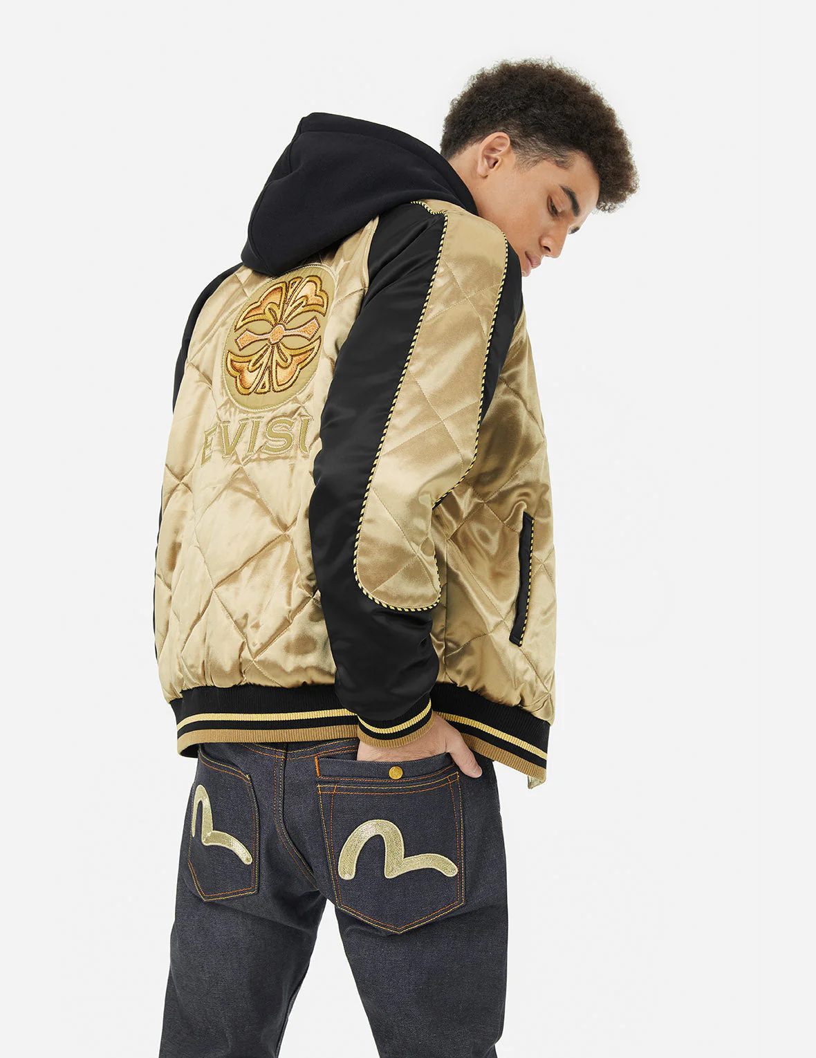 Kamon Beading Embroidery　Relax Fit Padded Souvenir Jacket - Image 5