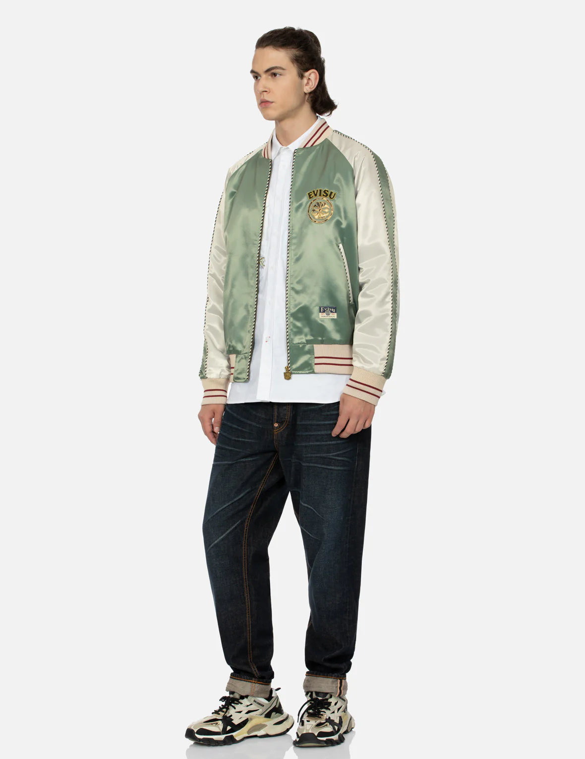 Kamon Brocade Appliqué and Carp Embrodiery Relax Fit Souvenir Jacket - Image 4