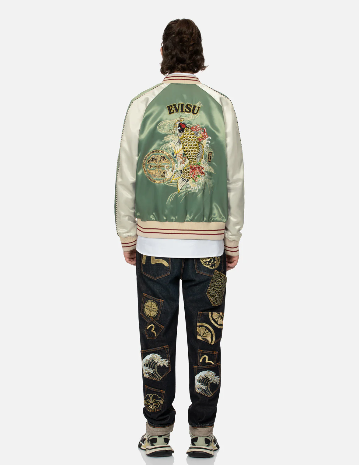 Kamon Brocade Appliqué and Carp Embrodiery Relax Fit Souvenir Jacket - Image 5