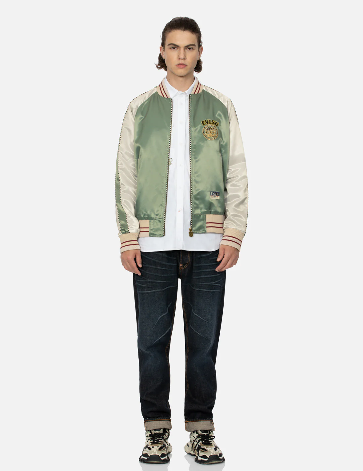 Kamon Brocade Appliqué and Carp Embrodiery Relax Fit Souvenir Jacket - Image 6