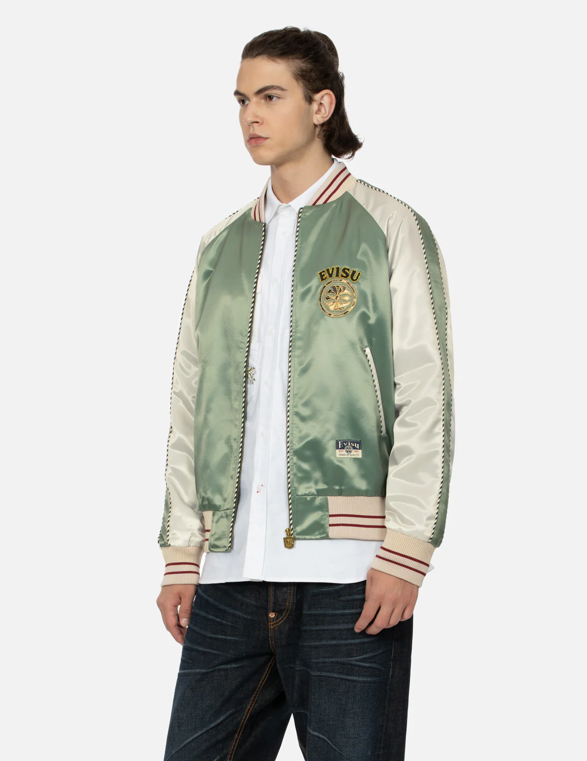 Kamon Brocade Appliqué and Carp Embrodiery Relax Fit Souvenir Jacket - Image 8