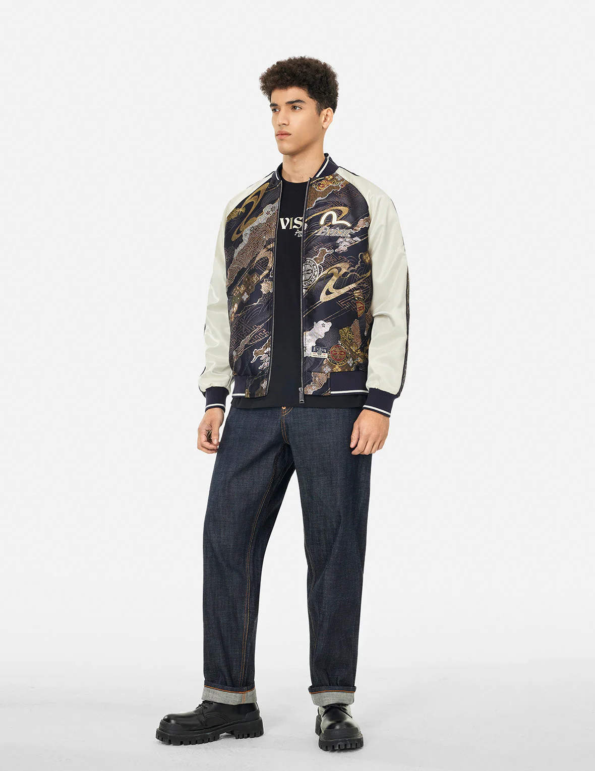 Kamon Brocade Appliqué Regular Fit Souvenior Jacket - Image 3
