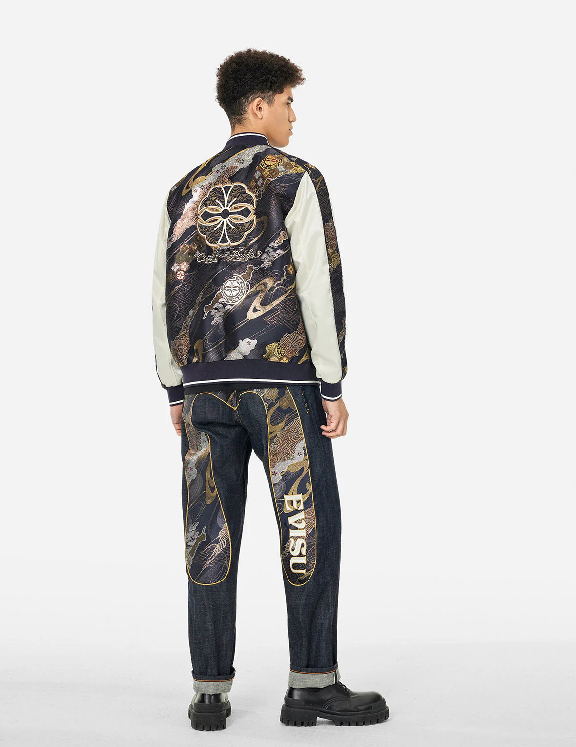 Kamon Brocade Appliqué Regular Fit Souvenior Jacket - Image 4