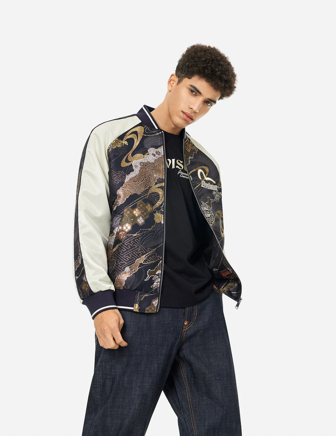 Kamon Brocade Appliqué Regular Fit Souvenior Jacket - Image 5