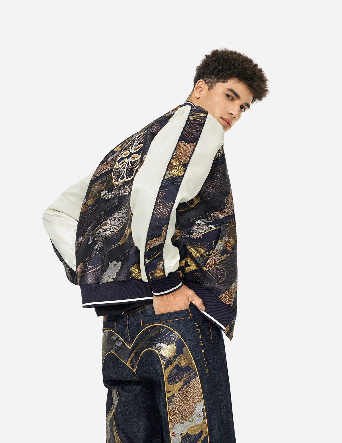 Kamon Brocade Appliqué Regular Fit Souvenior Jacket - Image 6