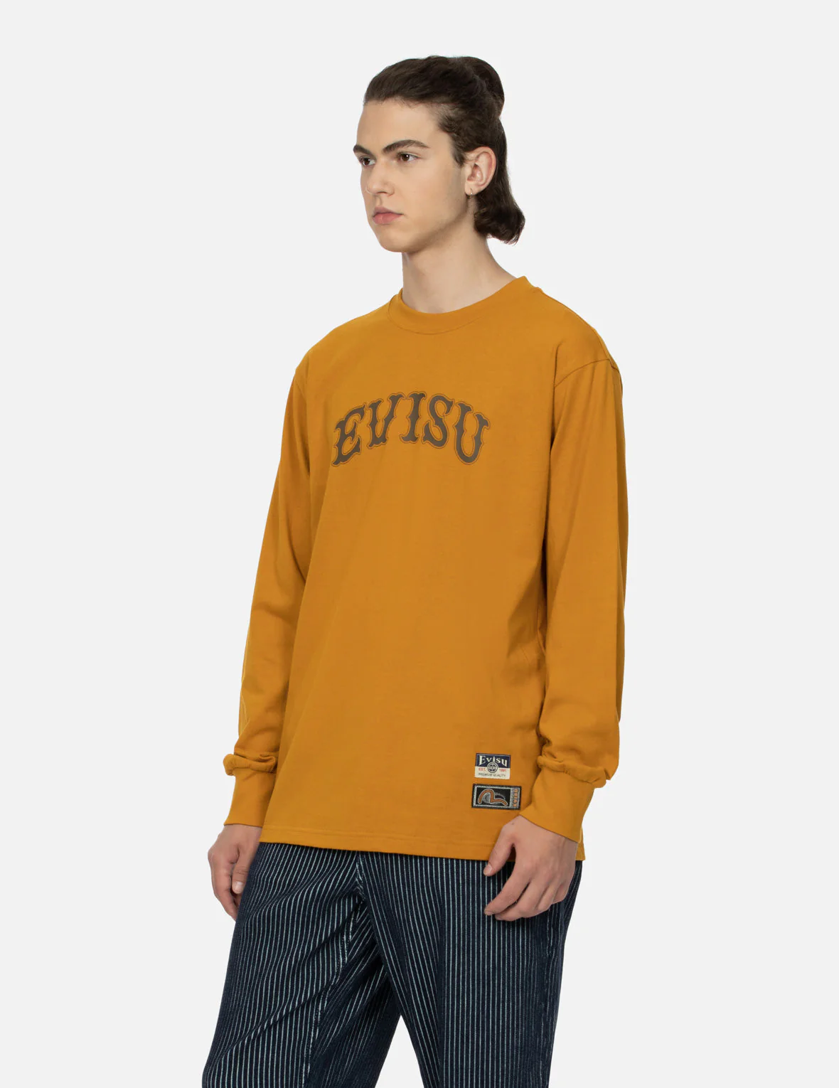 Kamon Embroidery and Logo Print Fashion Fit Long-Sleeve T-shirt - Image 6