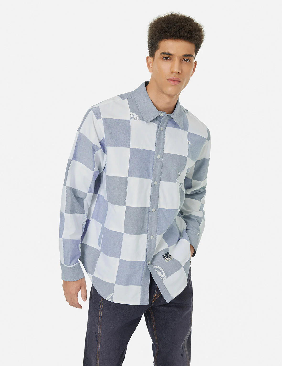 Kamon Print and Seagull Embroidery Relax Fit Shirt - Image 3